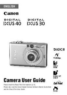 Canon Digital Ixus 40 manual. Camera Instructions.